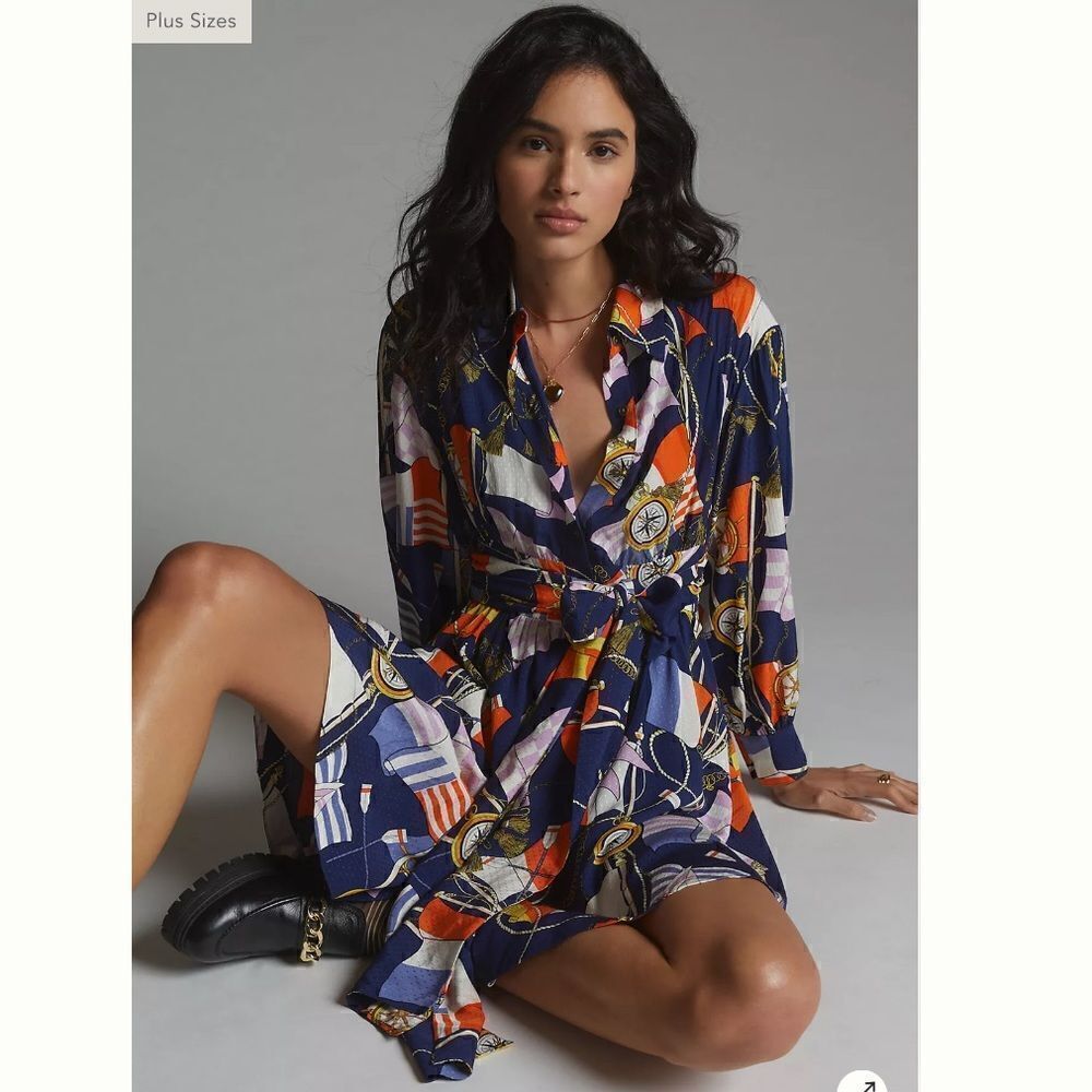 NWT Maeve Anthropologie Mini Shirtdress Nautical XS HOST PICK❣️
